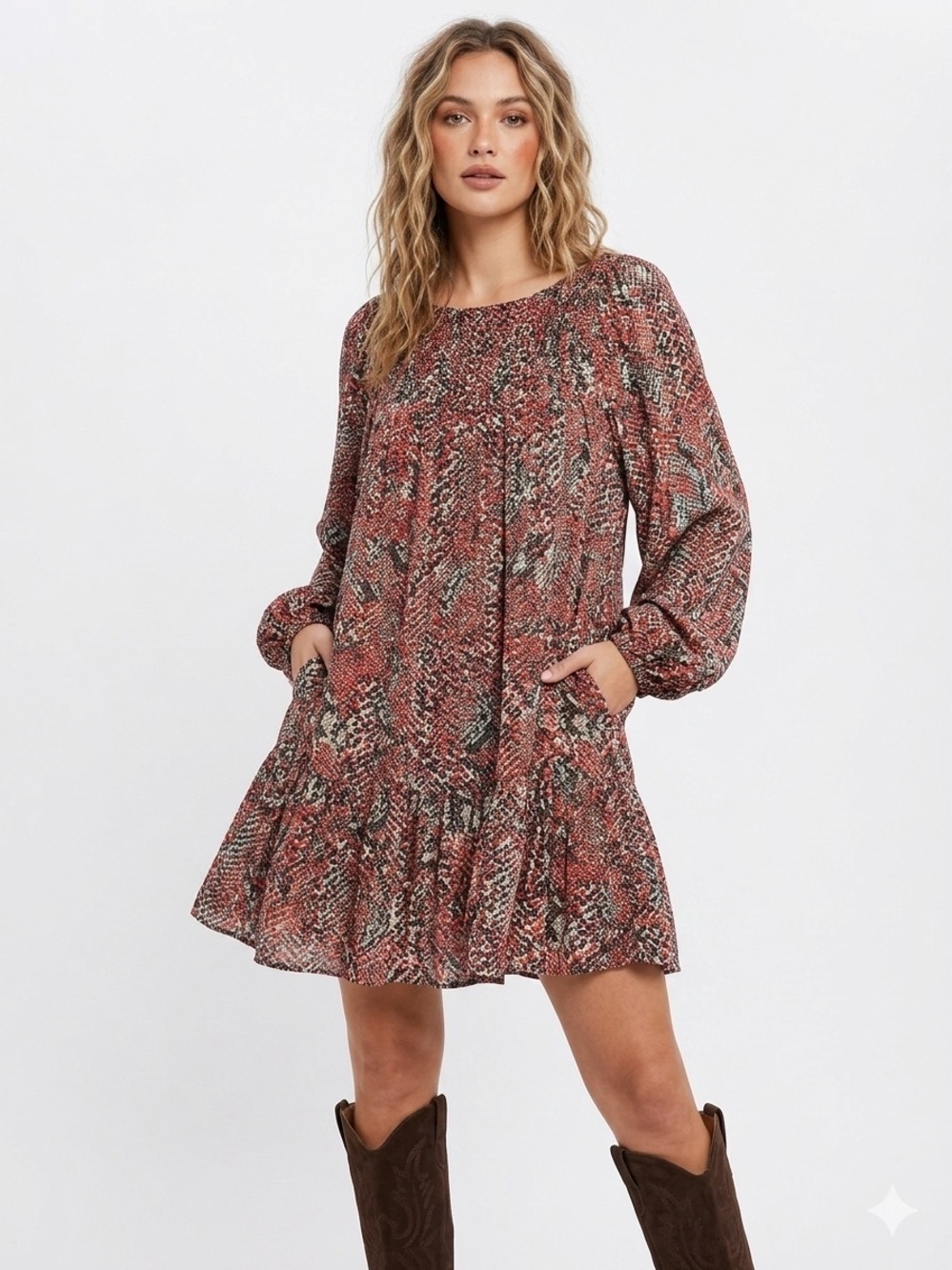 Nicholas Printed Long Sleeve Dress with Pockets Size US S/M